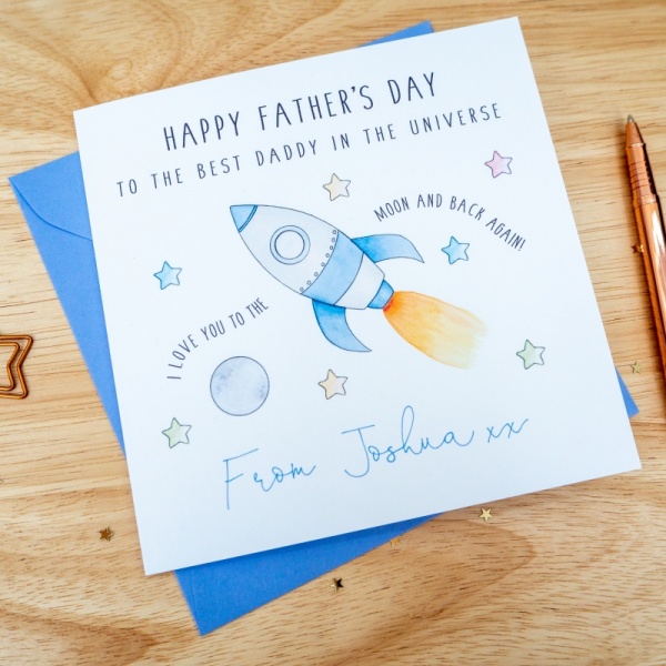 Personalised Father's Day Card - Rocket Love you to the moon and back