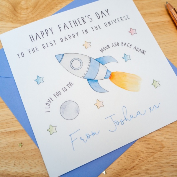 Personalised Father's Day Card - Rocket Love you to the moon and back