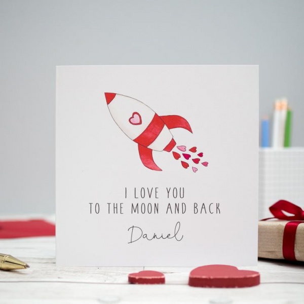 Personalised Valentine's Day Card - I love you to the moon and back