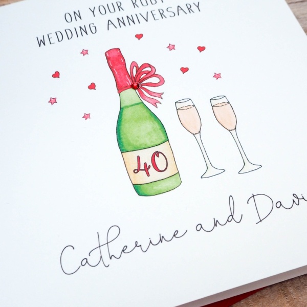 Personalised Ruby Wedding Anniversary Card, 40th Anniversary Cards ...