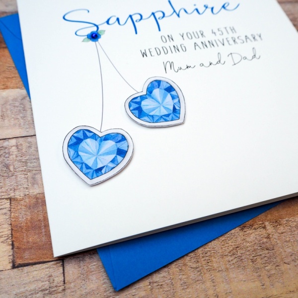 Personalised Sapphire Wedding Anniversary Card  45th or 65th