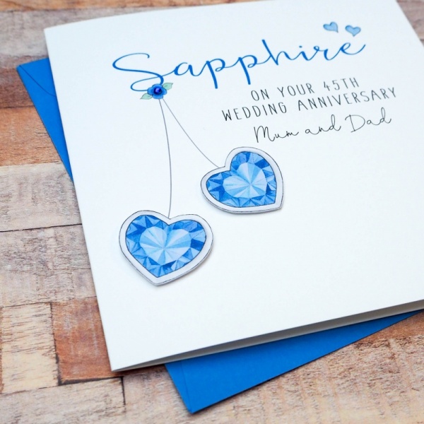 Personalised Sapphire Wedding Anniversary Card  45th or 65th