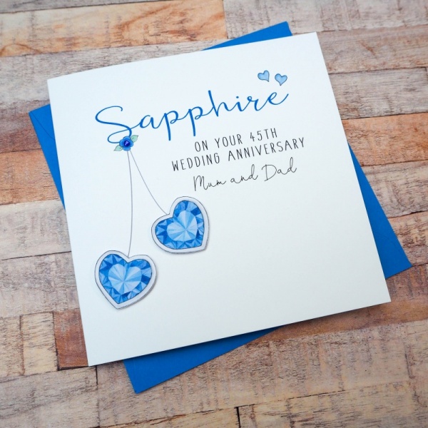 Personalised Sapphire Wedding Anniversary Card  45th or 65th