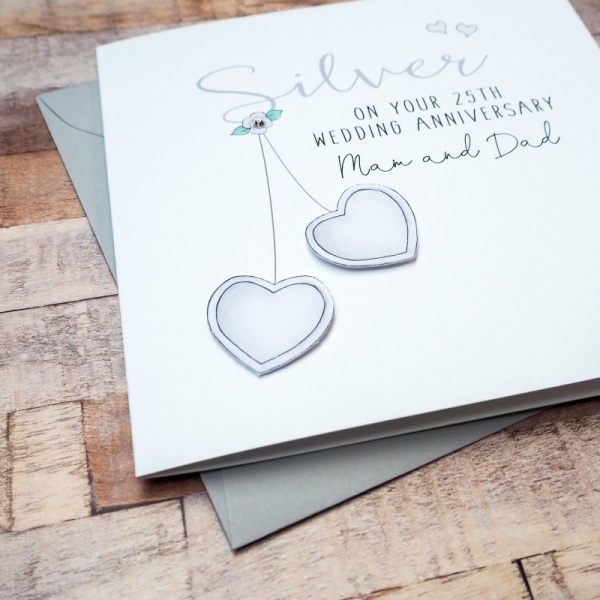 Personalised Silver Wedding Anniversary Card - 25th Anniversary Card