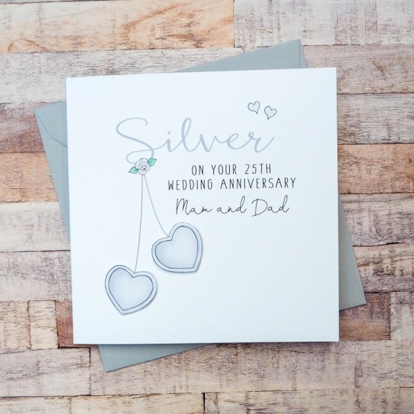 Personalised Silver Wedding Anniversary Card - 25th Anniversary Card