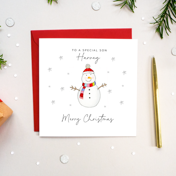 Personalised Snowman Christmas Card