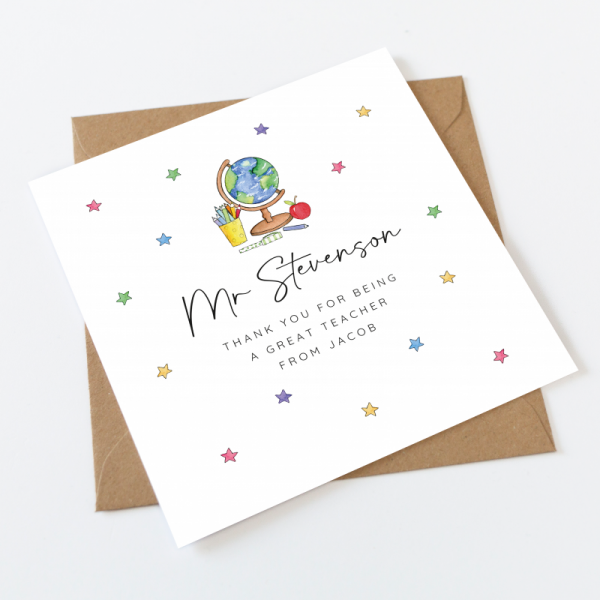 Personalised Teacher Thank You Card - Stars
