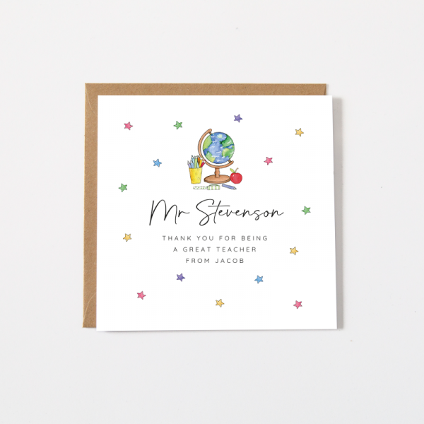 Personalised Teacher Thank You Card - Stars