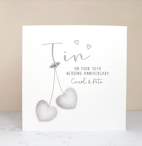 Personalised Tin Wedding Anniversary Card 10th Anniversary Cards - Just ...