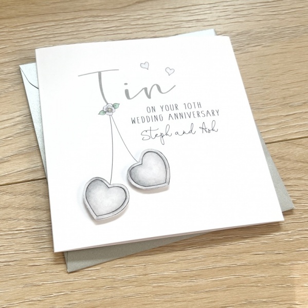 Personalised Tin Wedding Anniversary Card - 10th Anniversary Cards