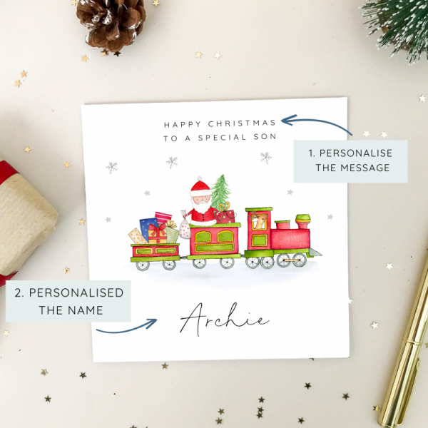 Personalised Boys Train Christmas Card