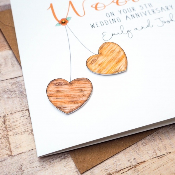 Personalised Wood Wedding Anniversary Card  - 5th Anniversary