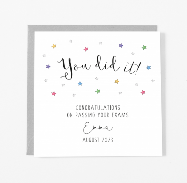 Personalised You Did It! Well Done Card - Passed your Exams Card - A Level, GCSE, Highers